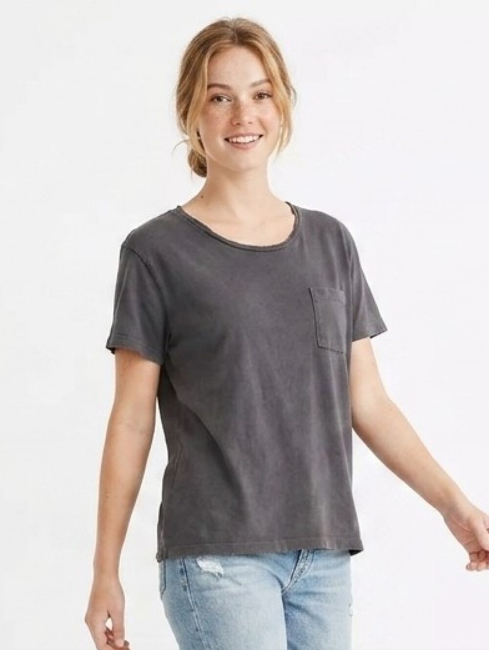 Madewell Washed Charcoal Short Sleeve Pocket Tee - Women